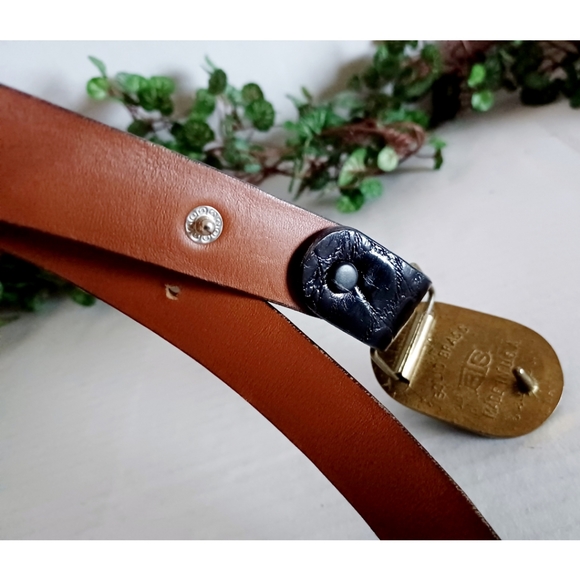 Genuine Alligator Leather Solid Brass Buckle Belt - Black - Picture 6 of 16